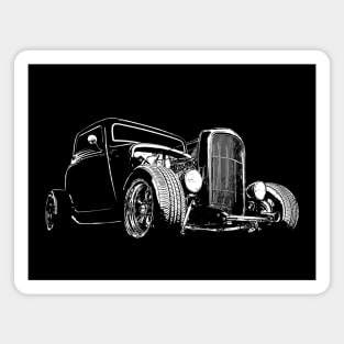 1932 Ford Model A Coupe - stylized white on dark background Magnet